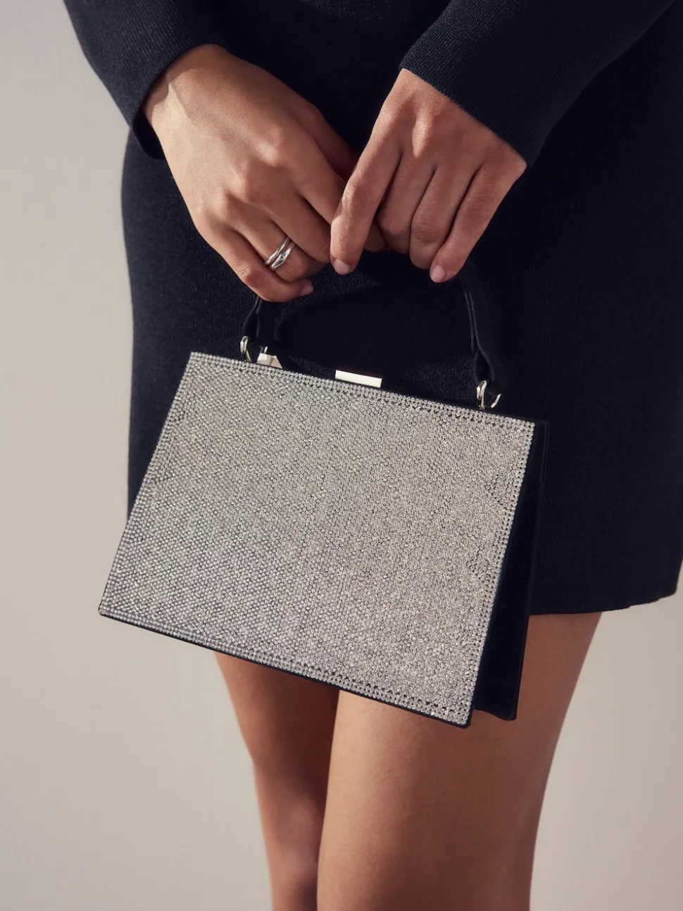 Silver Sparkle Hand Held Bag