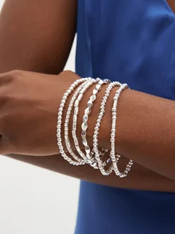 Silver Tone Sparkle Stretch Bracelets Pack