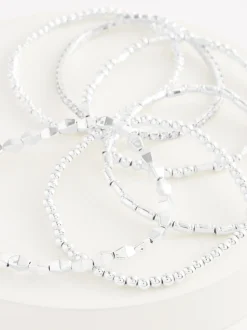 Silver Tone Sparkle Stretch Bracelets Pack