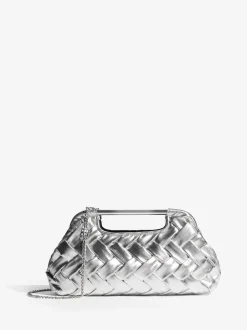 Silver Weave Grab Handle Clutch Bag