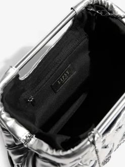Silver Weave Grab Handle Clutch Bag