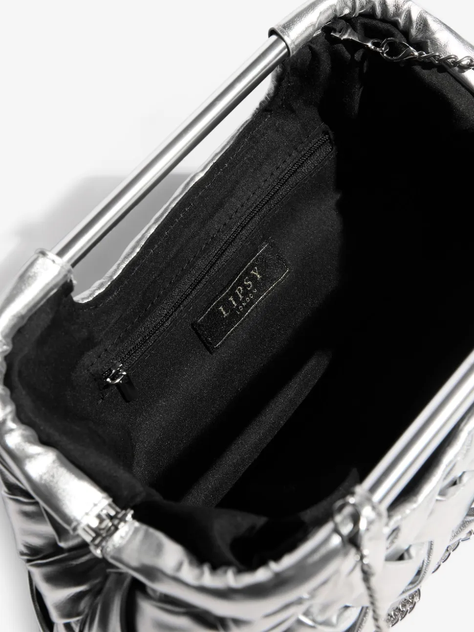 Silver Weave Grab Handle Clutch Bag