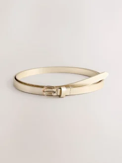 Silver/Gold PU Skinny Belts 2 Pack