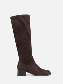 Simmi London Brown Xander Knee High Heeled Stretch Boots