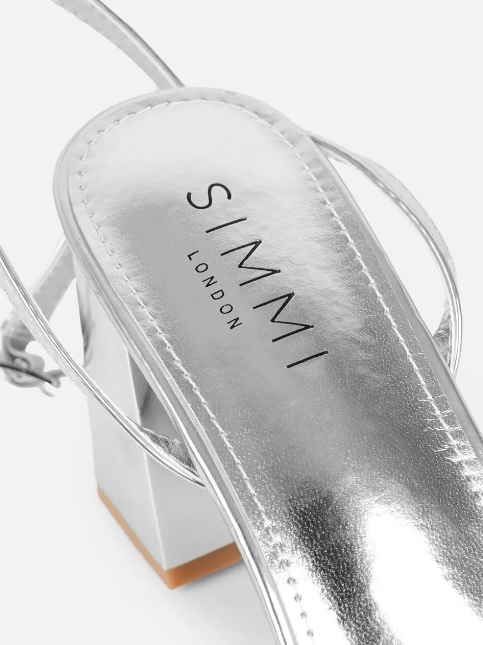 Simmi London Silver Meave Diamante Block Heeled Sandals