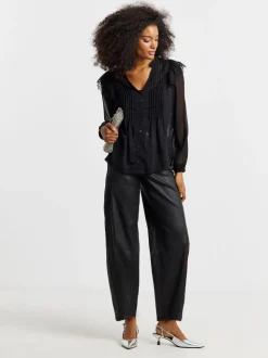 Simply Be Black Coated Barrel Jeans