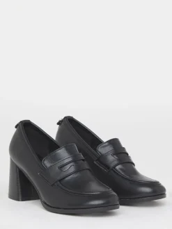 Simply Be Black Extra Wide Fit Vintage Loafer On Platform Heel