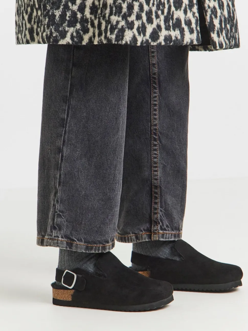 Simply Be Black Fluffy Mules With Back Strap