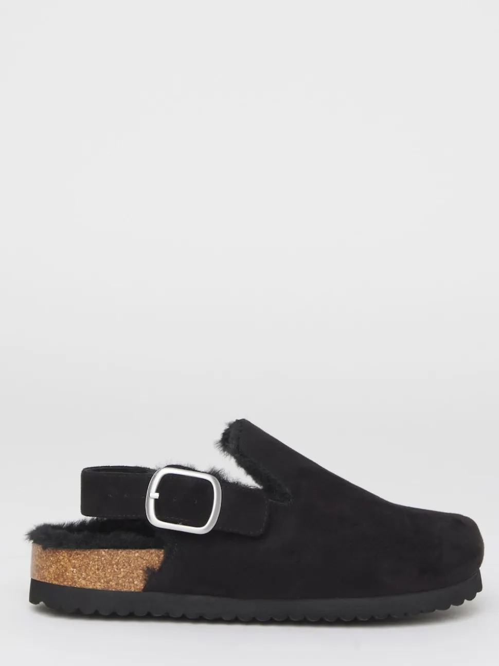 Simply Be Black Fluffy Mules With Back Strap