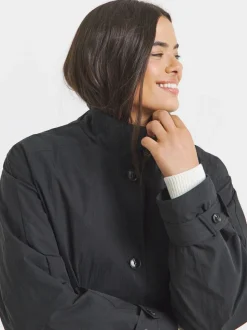 Simply Be Black Funnel Neck Longline Tech Parka
