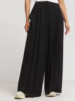 Simply Be Black Magisculpt Pleated Extra Wide Leg Trousers In Regular Length