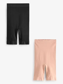 Simply Be Black/ Nude Seamfree Thigh Shaper Medium Control Briefs 2 Pack