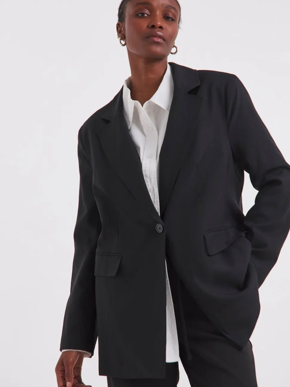 Simply Be Black Oversized Single Breasted Blazer
