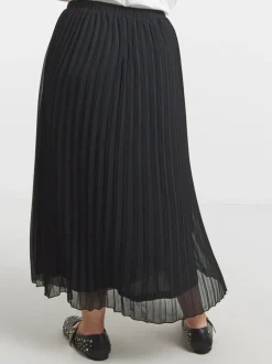 Simply Be Black Pleated Chiffon Midaxi Skirt