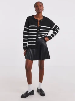Simply Be Black PU Pleated Mini Skirt