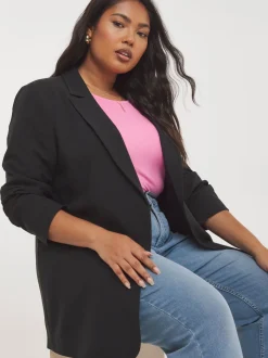 Simply Be Black Single Breasted Relaxed Blazer