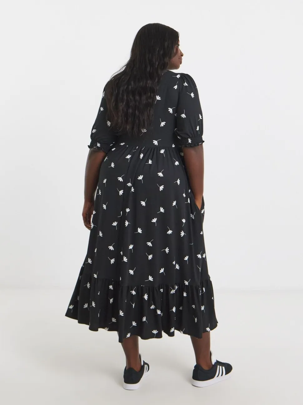 Simply Be Black Supersoft Tiered Midi Dress