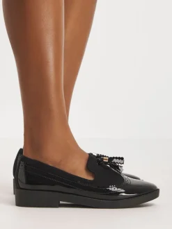 Simply Be Black Tassel Trim Slipper Cut Loafers In Extra Wide Fit