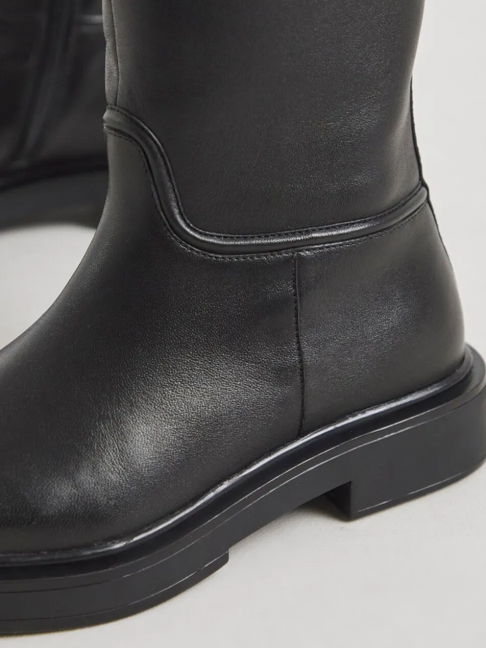 Simply Be Black Wide Fit Leather Knee High Riding Boots