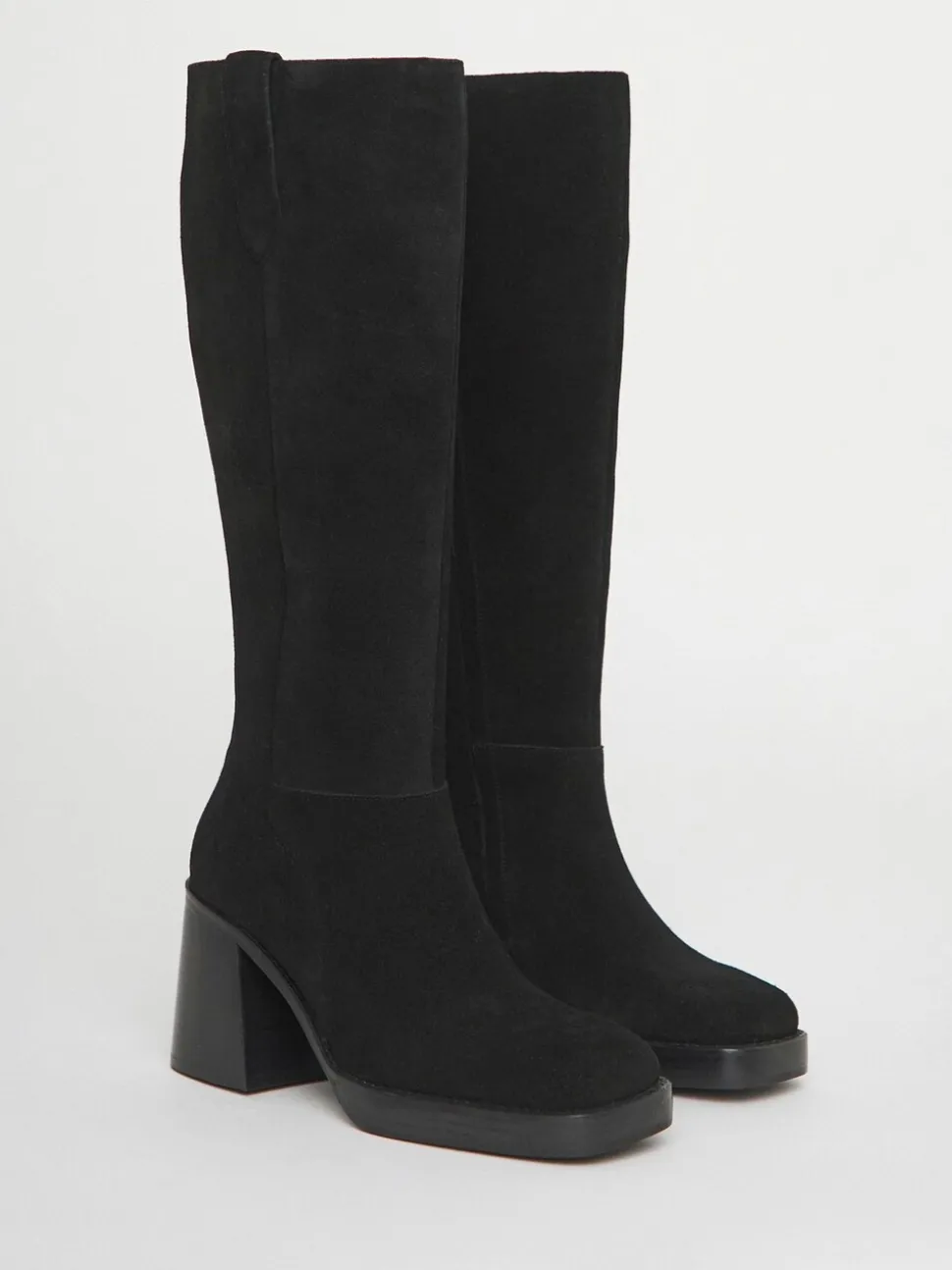 Simply Be Black Wide Fit Block Heel Knee High Boots