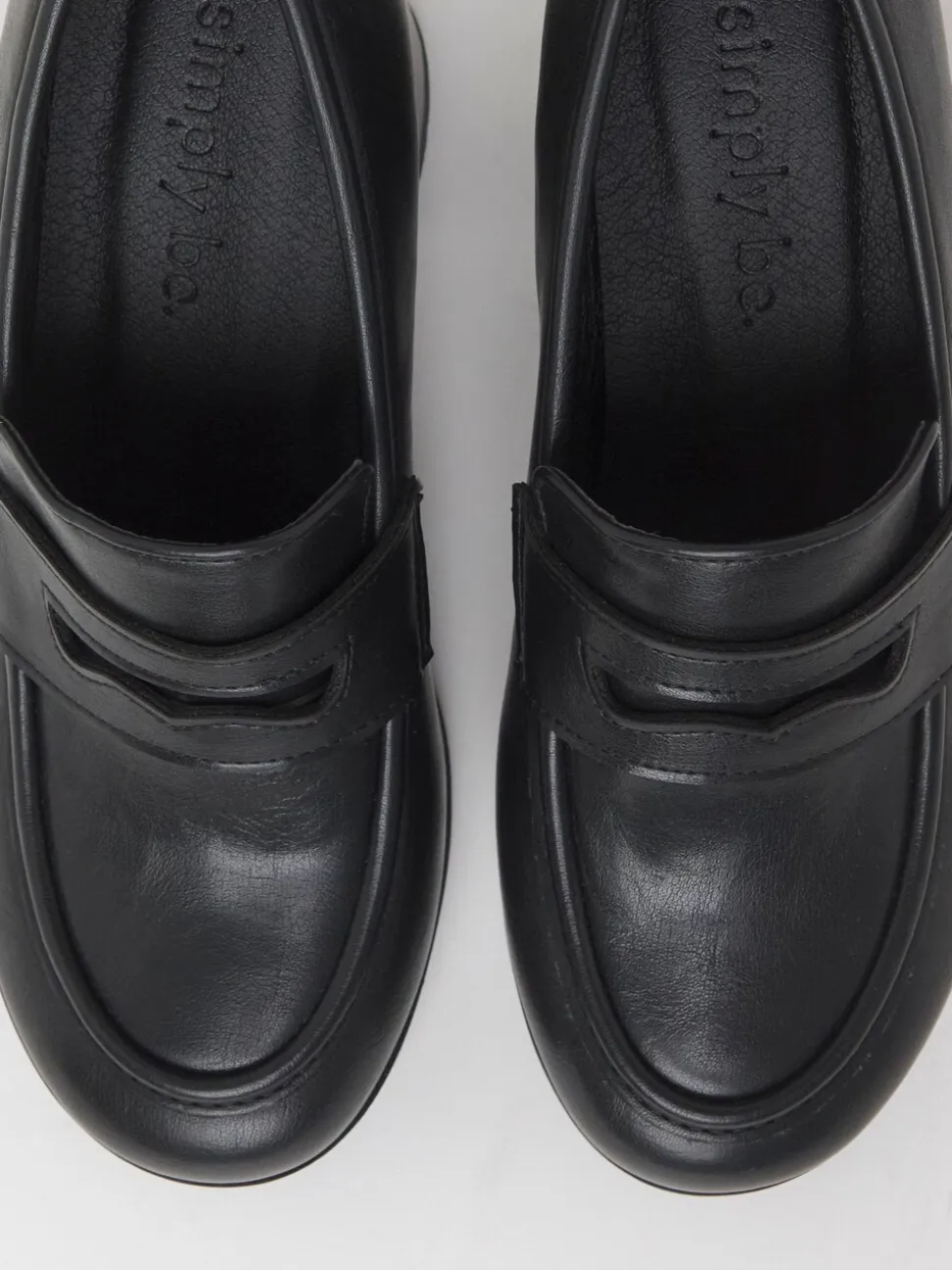 Simply Be Black Wide Fit Vintage Loafer On Platform Heel