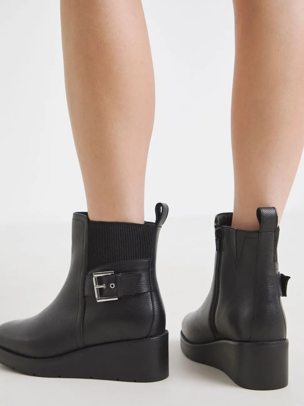 Simply Be Black Wide Fit Wedge Chelsea Boots With Buckle