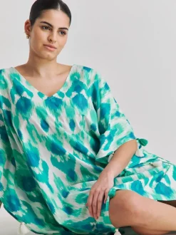 Simply Be Blue Beach To Beach Tassel Trim Kaftan