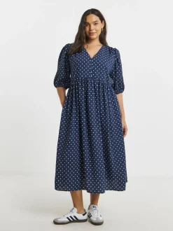 Simply Be Blue Button Through Midi Dress