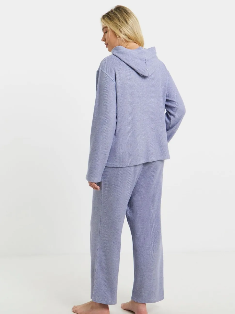 Simply Be Blue Pretty Secrets Metallic Fibre Rib Lounge Set