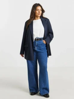 Simply Be Blue Single Breasted Ponte Blazer