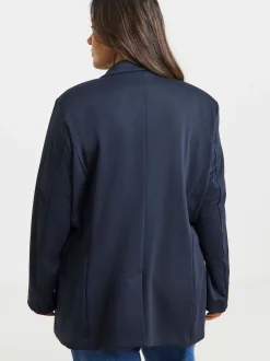 Simply Be Blue Single Breasted Ponte Blazer
