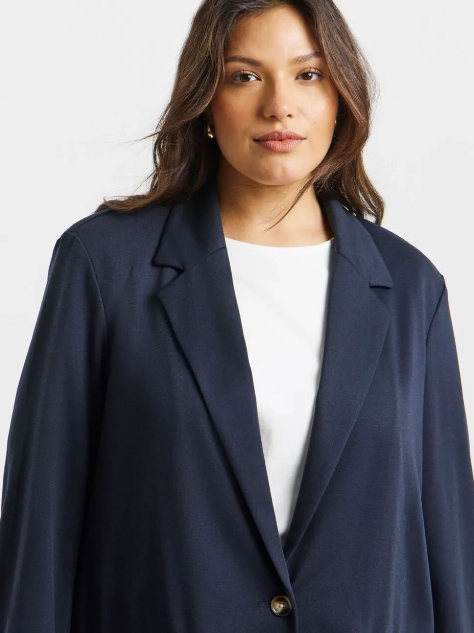 Simply Be Blue Single Breasted Ponte Blazer