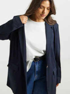 Simply Be Blue Single Breasted Ponte Blazer