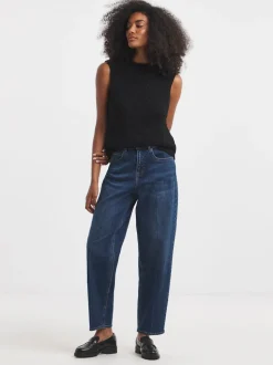 Simply Be Blue Smart Tapered Barrel Jeans