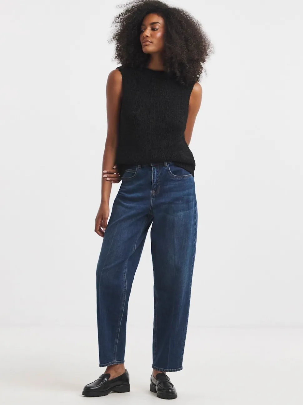 Simply Be Blue Smart Tapered Barrel Jeans