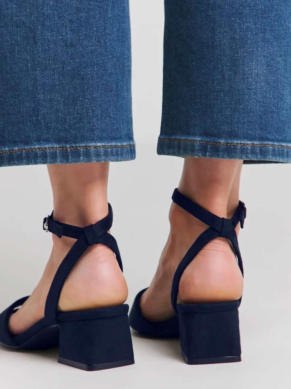 Simply Be Blue Wide Fit Barely There Block Heel Sandals