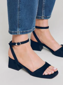 Simply Be Blue Wide Fit Barely There Block Heel Sandals
