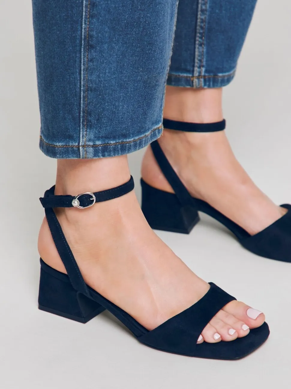 Simply Be Blue Wide Fit Barely There Block Heel Sandals