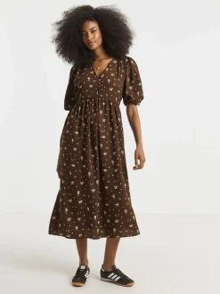 Simply Be Brown Button Through Midi Dress