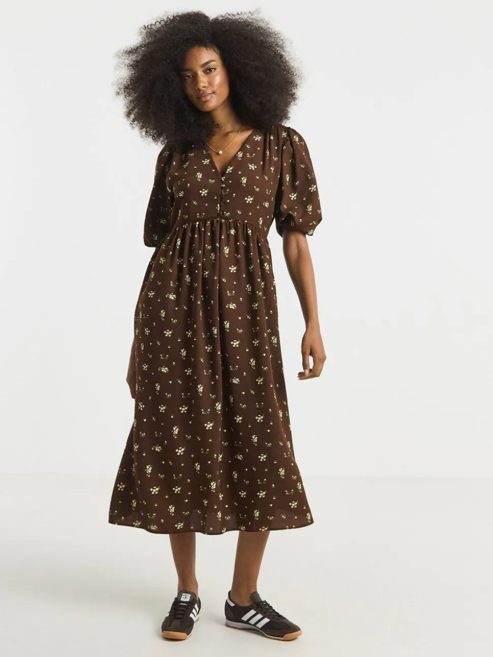 Simply Be Brown Button Through Midi Dress