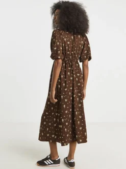 Simply Be Brown Button Through Midi Dress