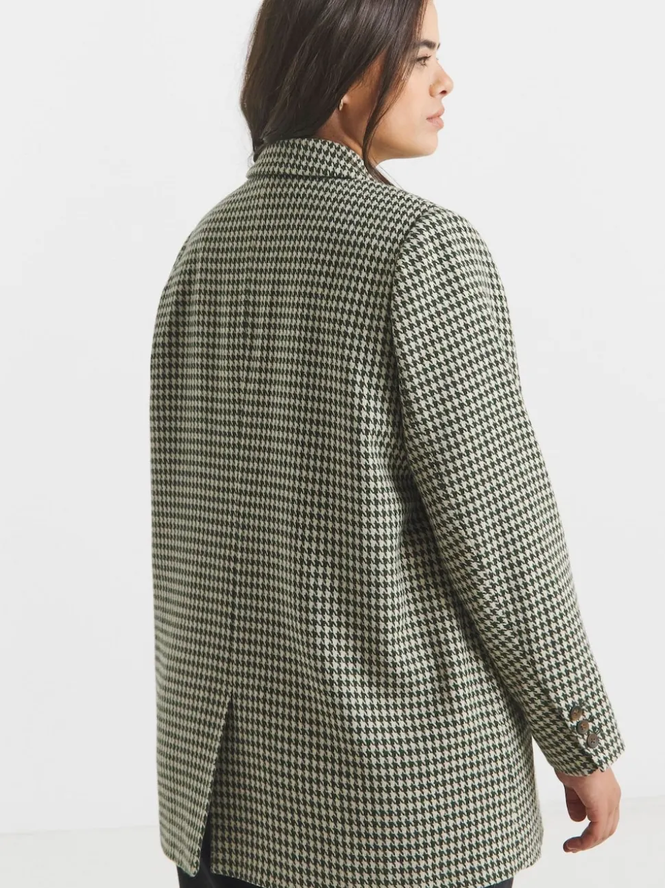 Simply Be Brown Houndstooth Single Breasted Blazer