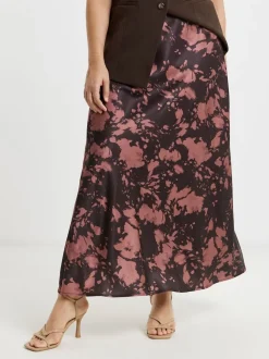 Simply Be Brown Satin Maxi Skirt