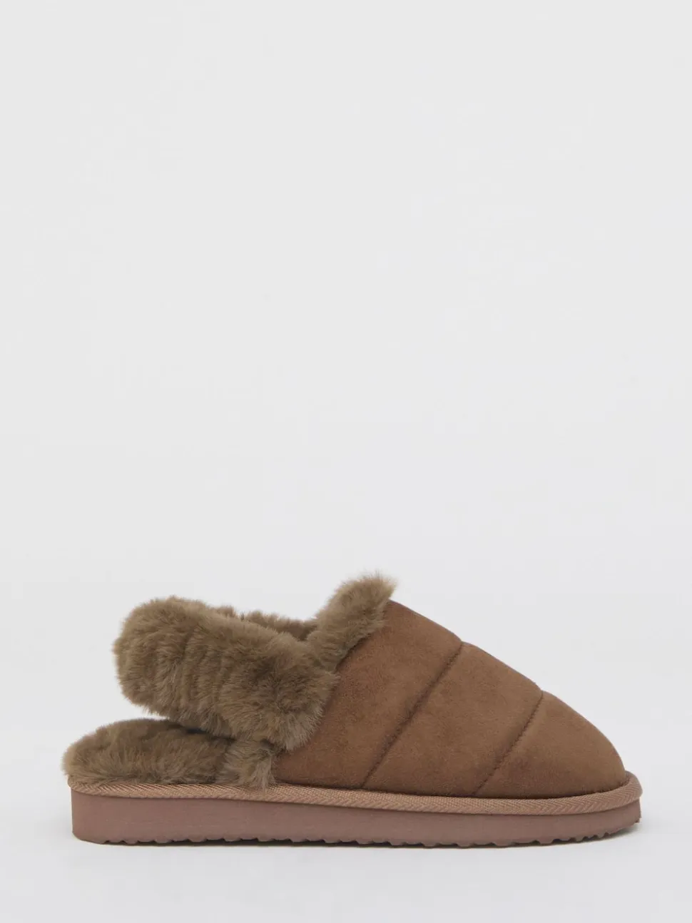 Simply Be Brown Slingback Fluffy Slippers