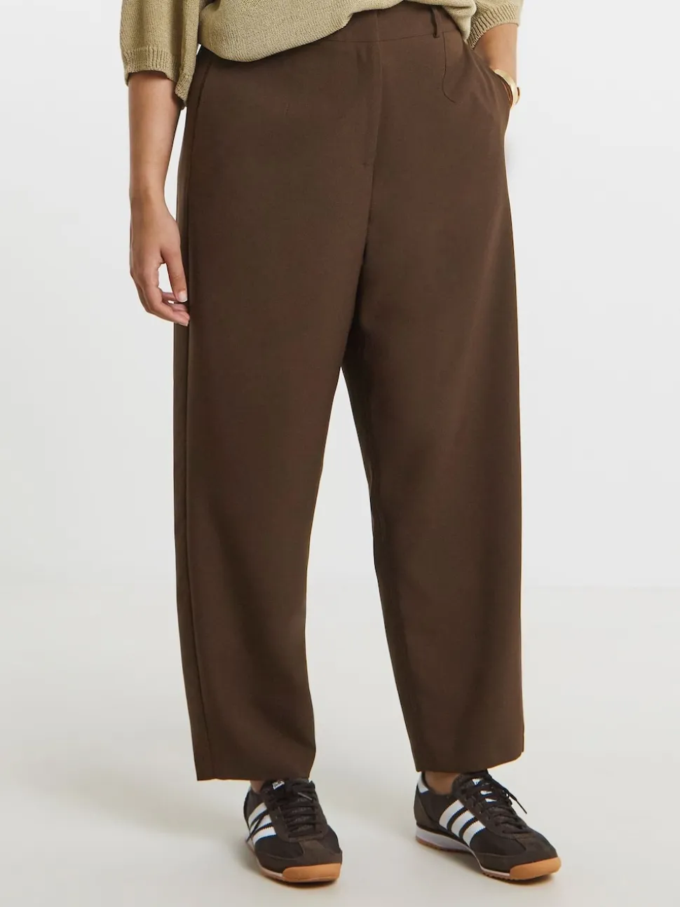 Simply Be Brown Tailored Barrel Leg Trouser