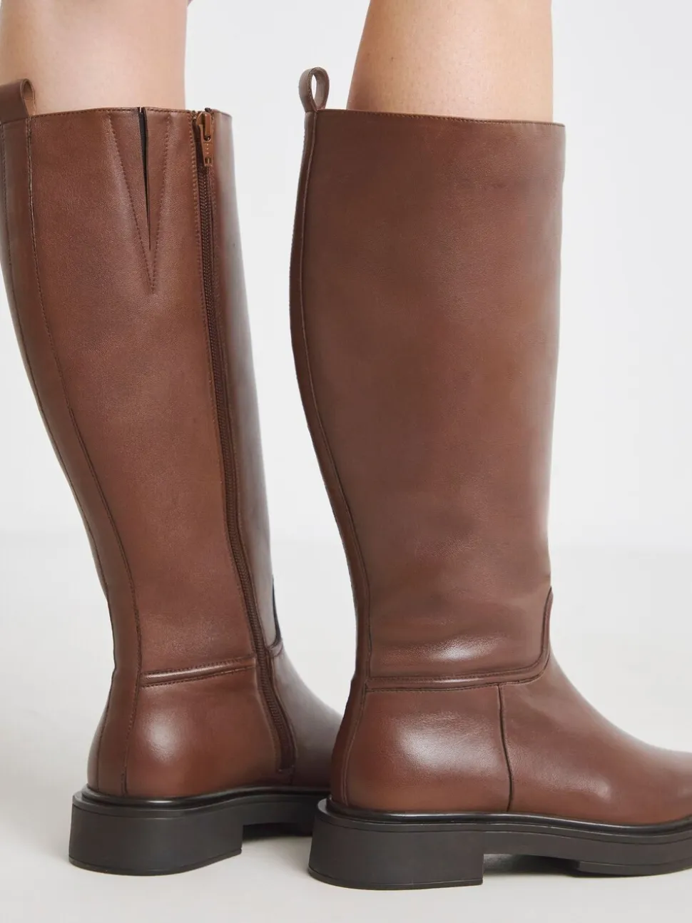 Simply Be Brown Wide Fit Leather Knee High Riding Boots