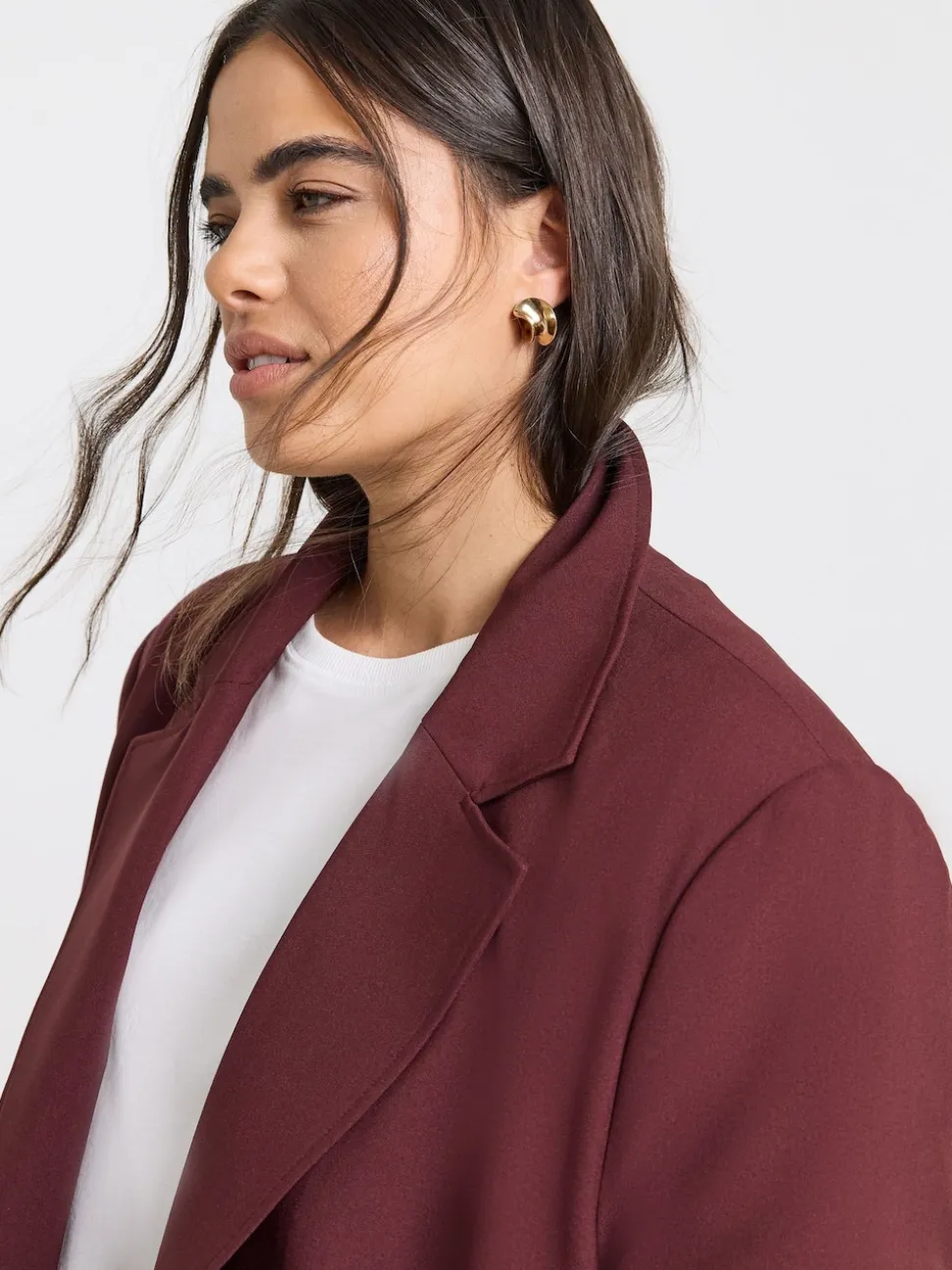 Simply Be Burgundy Red Oversized Single Breasted Blazer
