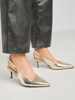 Simply Be Gold Extra Wide Fit Slingback Court Shoes