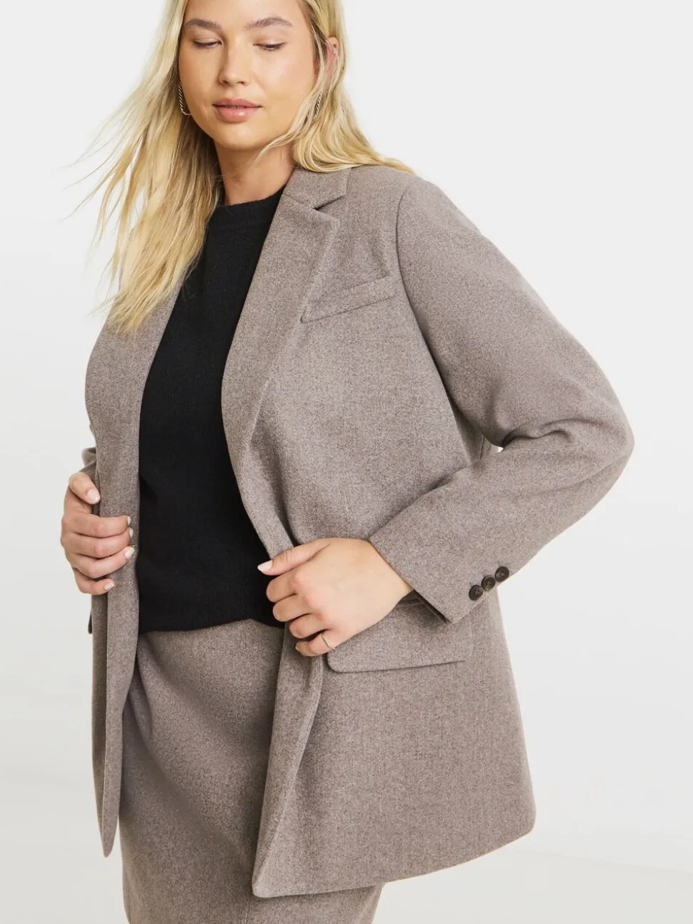 Simply Be Grey Oversized Wool Look Blazer