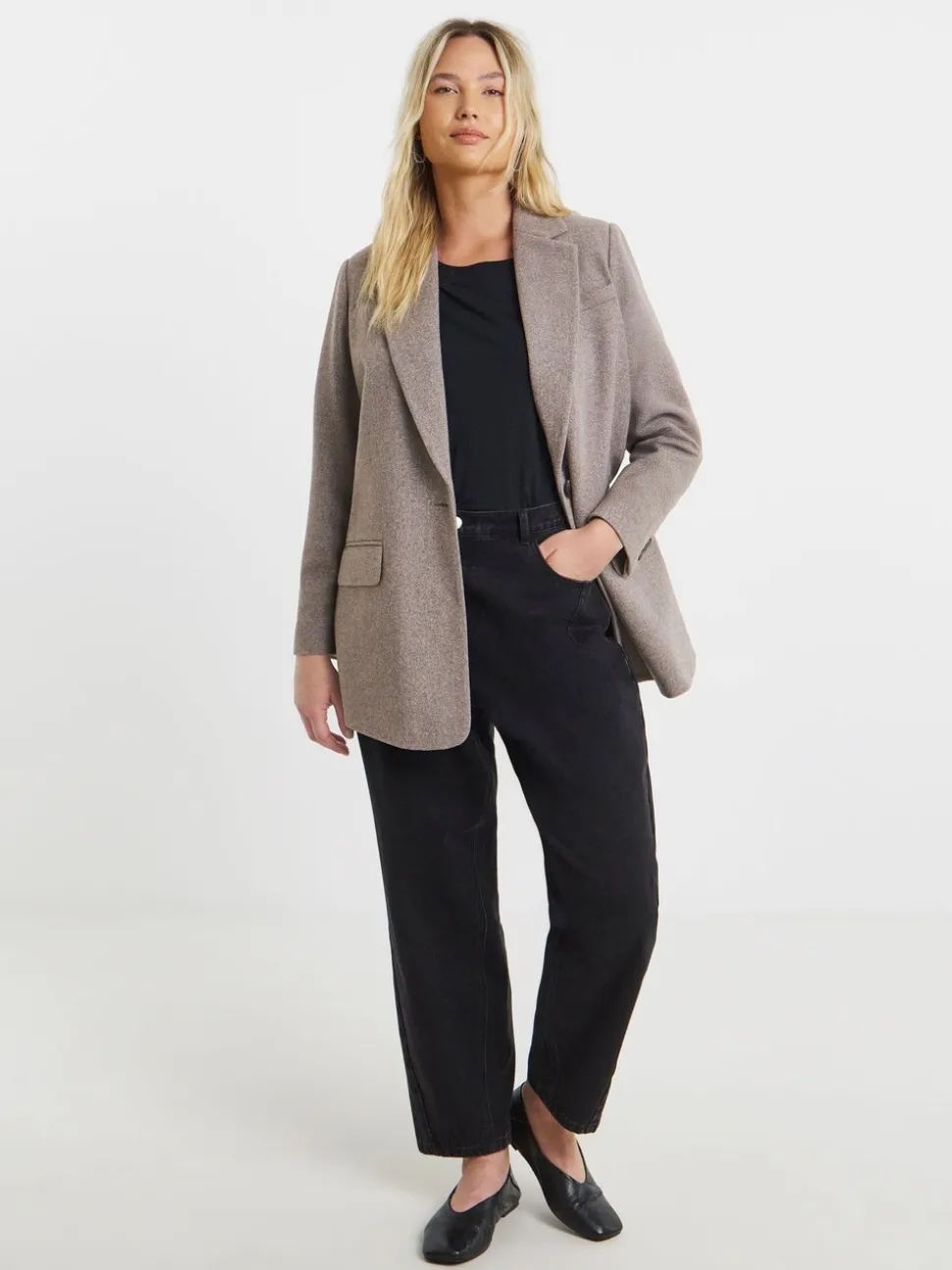 Simply Be Grey Oversized Wool Look Blazer